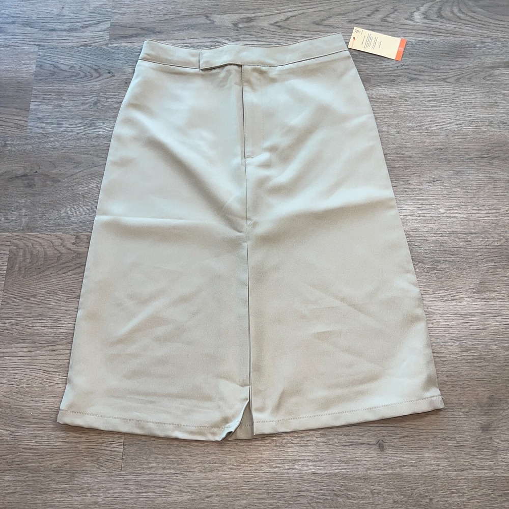 NWT French Toast Girls School Uniform Skirt Khaki Size 16 Front Slit Modest